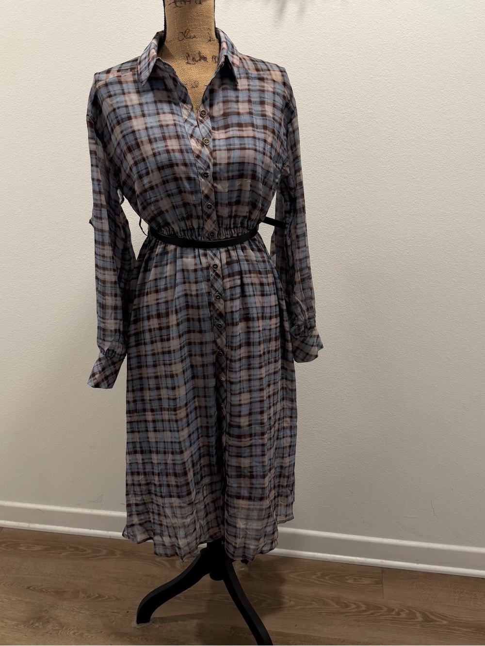 Anthropologie Plaid Button-Front Shirt Dress MP